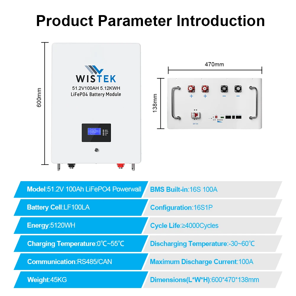 Аккумулятор для домашней системы хранения энергии 48 В 105Ah LiFePO4 LFP литий-ионные аккумуляторы с Smart BMS