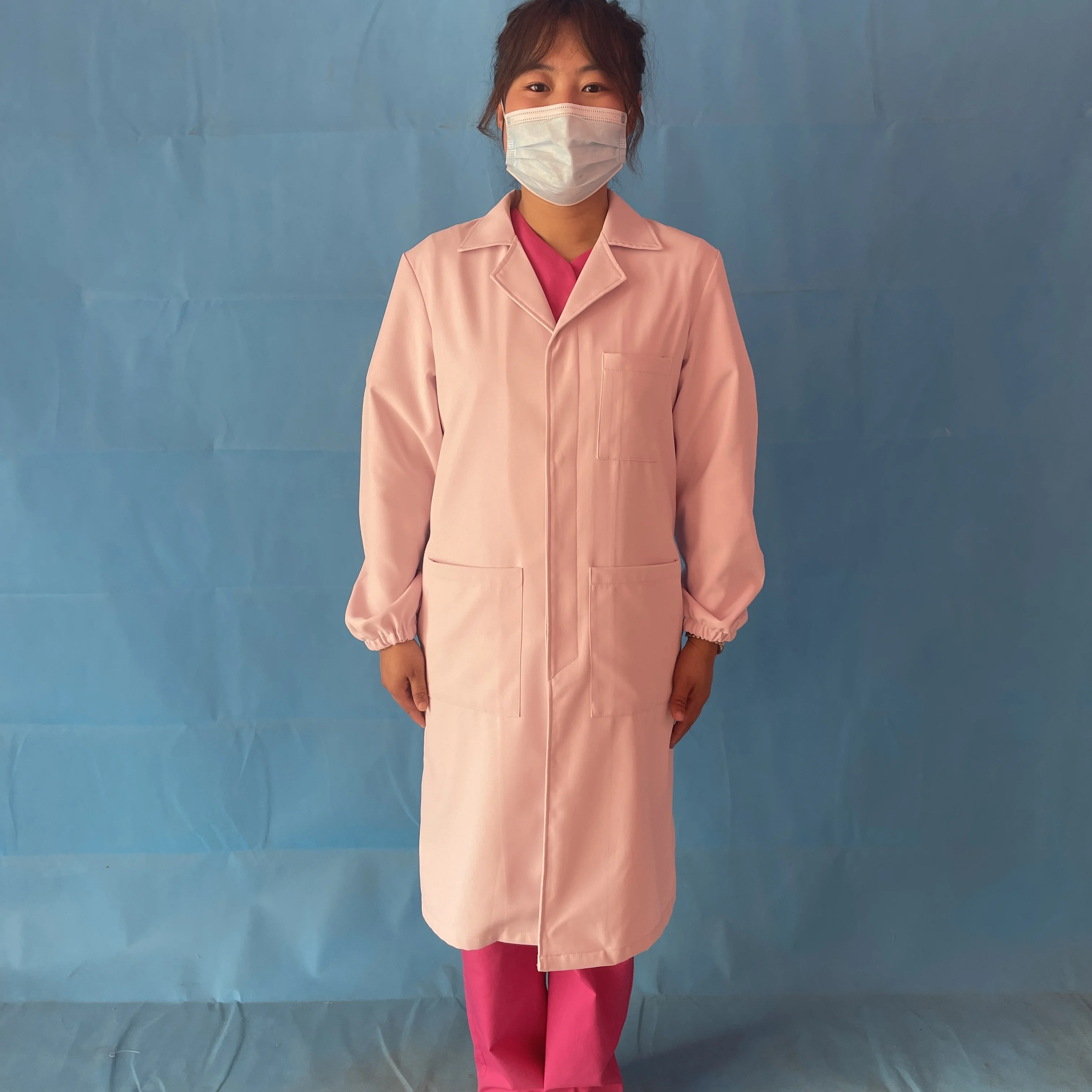 stretch spandex soft fabric fashionable lab coat uniform set for medical hospital wear