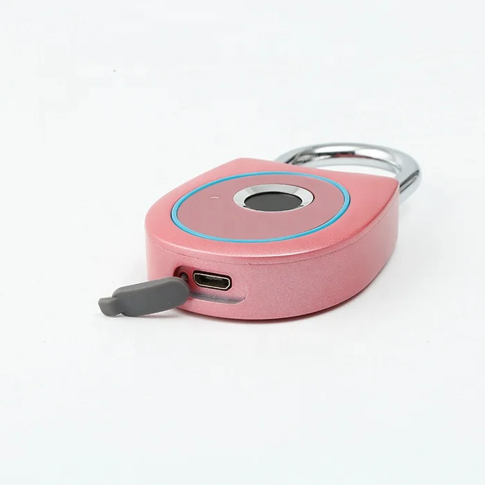 ZNSG10  Huili lock factory whole sale heart shape pink color 10 user code smart fingerprint padlock with usb Charging