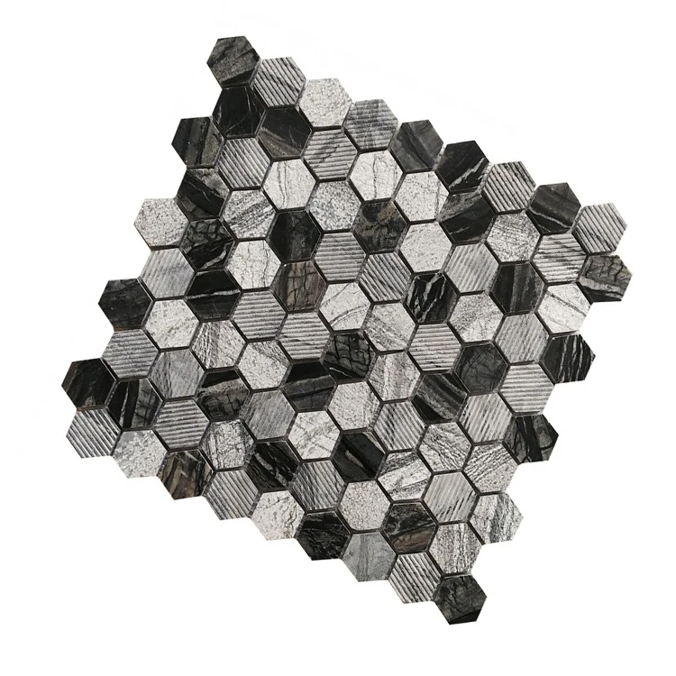 
European style black hexagon marble natural stone mosaic for kitchen bathroom wall 