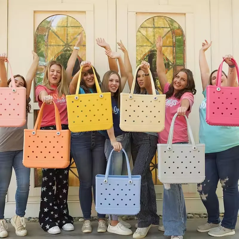 Fashion Waterproof Woman Large Shopping Basket Bags Beach Silicone Bogg Eva Tote Bag Purse Eco Jelly Candy Lady Handbags