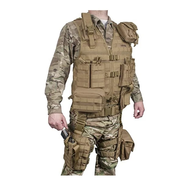 600D Nylon Quick Release Magazine Pouch Response Light  Tactical Vest WIth Leg Bag Holster