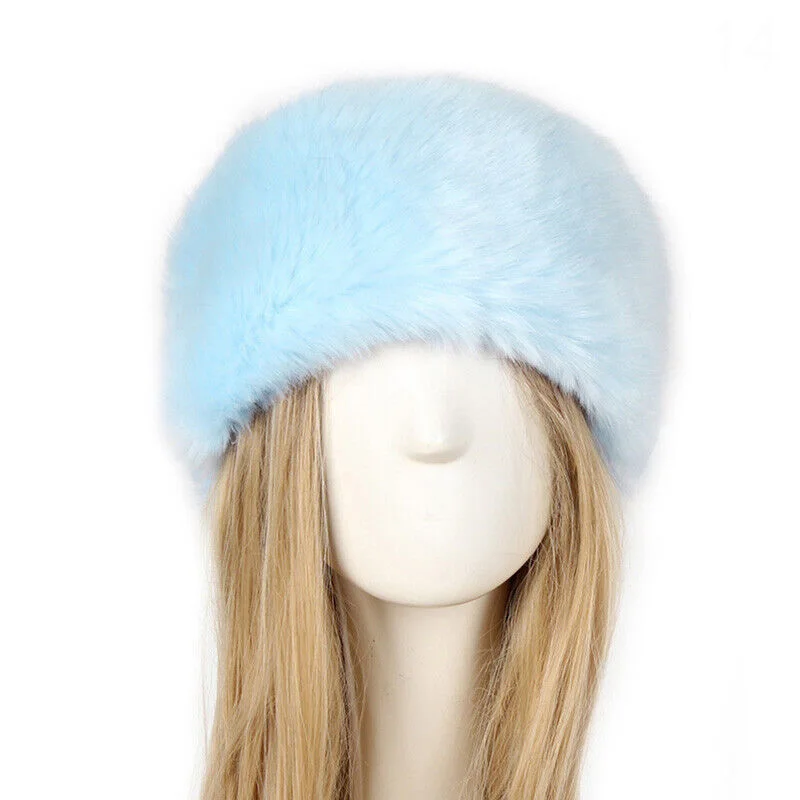 Women Russian Fluffy Faux Fur Headband Hat ladies Winter Ear Flap Ski hat Warm girls causal outdoor hat