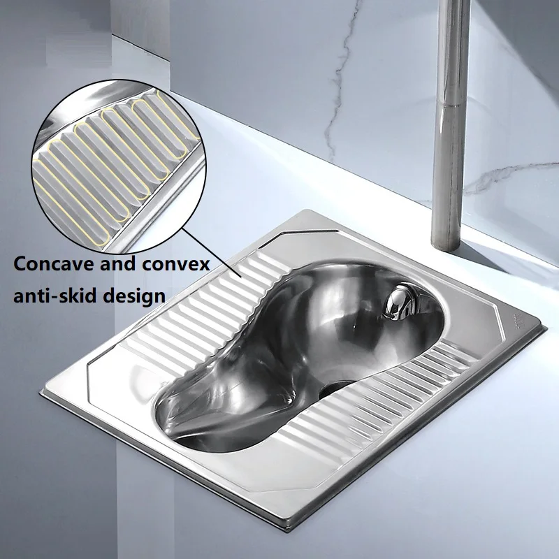 China sanitary ware supplier wholesale multi color P trap squatting pan for bar KTV  stainless steel squat toilet