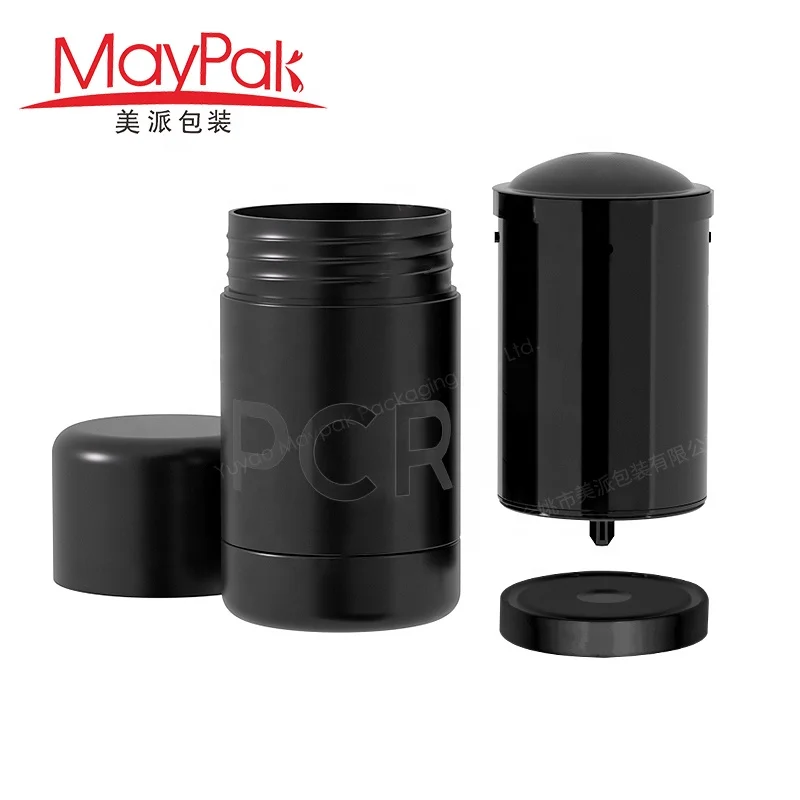 Black Deodorant Tube 50g Refillable Deodorant Gel Stick with Labeling, Made by Recyclable PCR Plastic for Bar Soaps