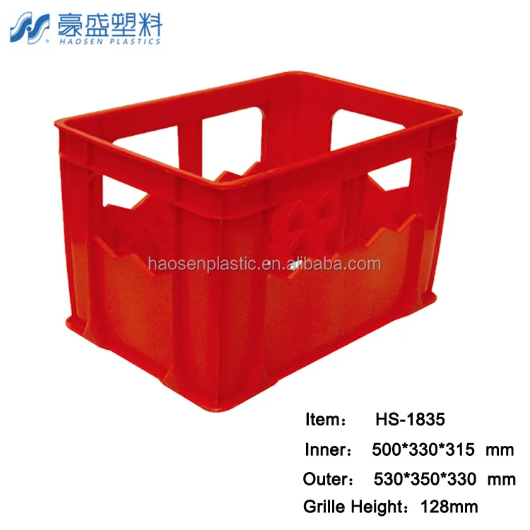 HAOSEN Recyclable PP HDPE Plastic Beer Storage Box 24 Bottles 650ml Capacity Stackable Mesh Basket Convenient Transport Storage