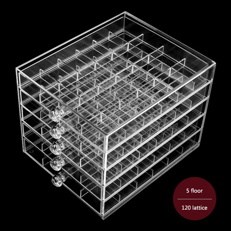 Nail Art Jewelry Acrylic Storage Box Empty Plastic 5 Layer120 lattice Storage Box for Nail Art  [ Empty box in Stock]