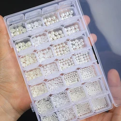 28 Gird Crystal Germ Jewelry Luxury Chrome Pink Hearts Flower Nail Charms Heart Rose Pearl Bear Colorful Nail Rhinestones