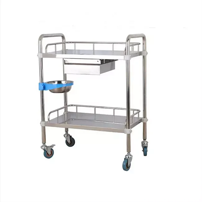 Hospital Furniture Surgical Instrument Medical Trolley Stainless Steel Hospital Trolley Medicine Cart Emergency Trolley