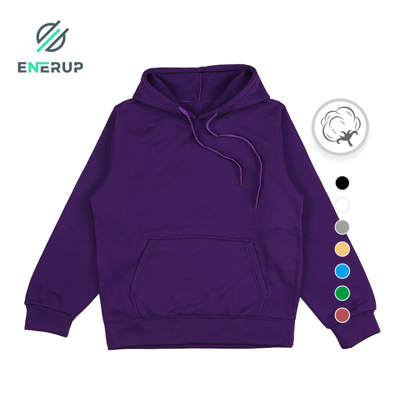 Enerup custom wholesale washed Polyester / Cotton plain unisex blank hoodie vintage hoodies manufacturer