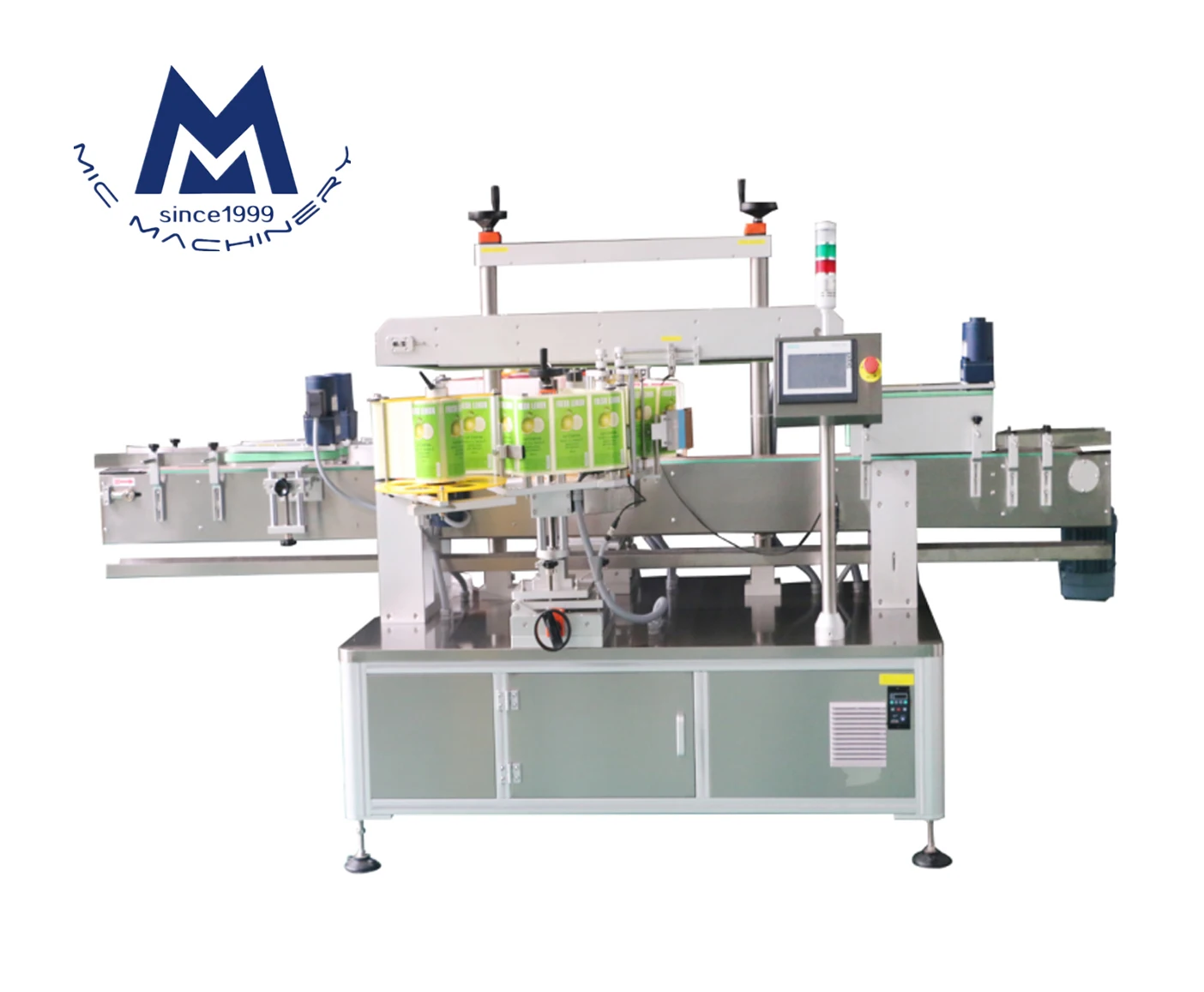 Automatic self-adhesive sticker single double sides plastic glass flat bottle labeling machine