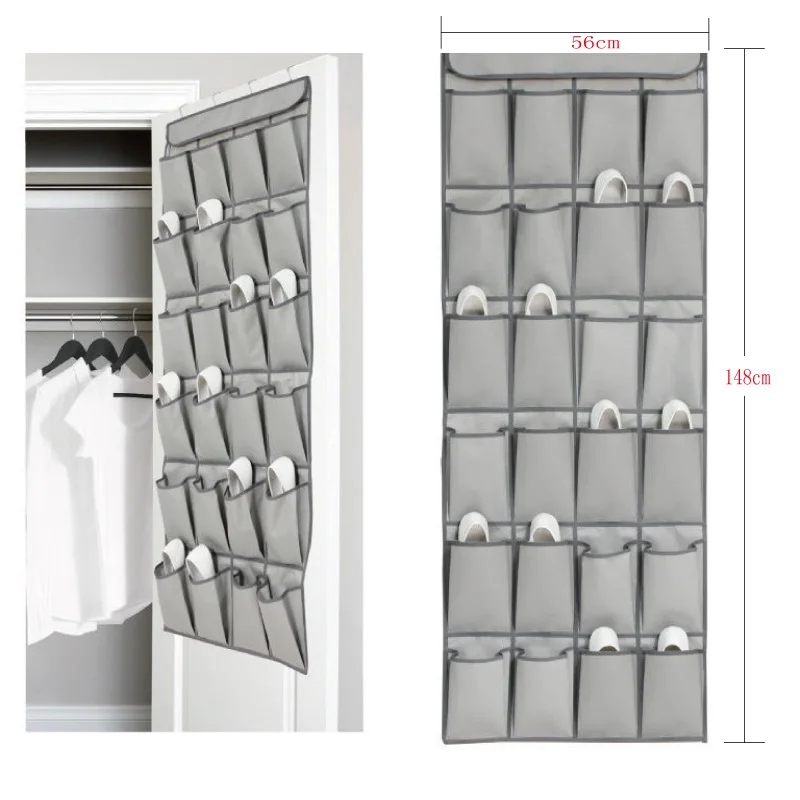 Simple Houseware 24 Section Hanging Shoe Organizer Door Back Storage Pockets, Wall Closet Hanging Storage Bag Organizer