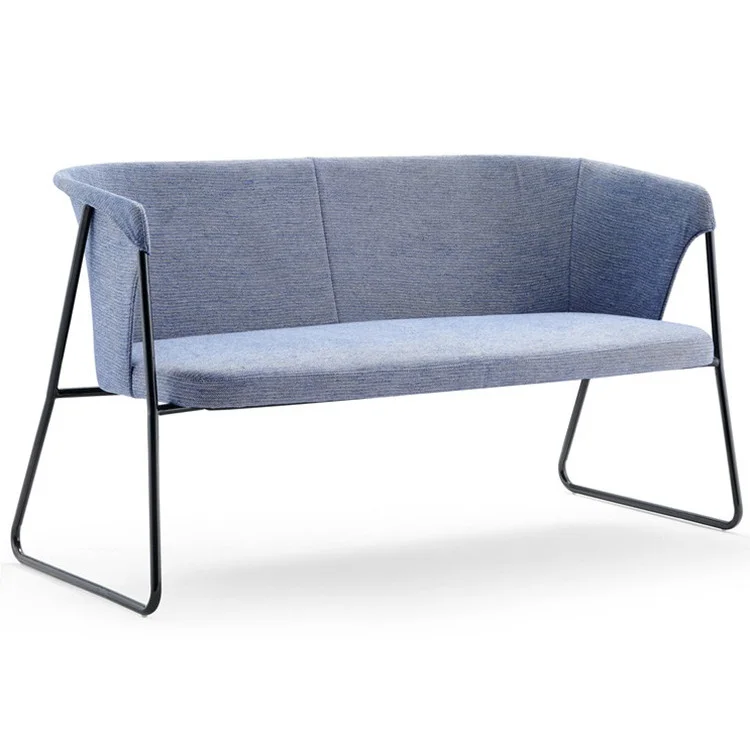 High Quality Company Office Hotel Hall Long Sofa Chair With Iron Legs Lounge Sofa Chair