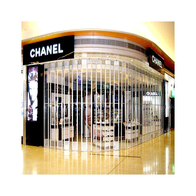 Elegant transparent PC aluminium curved folding door polycarbonate crystal plexiglass sliding door