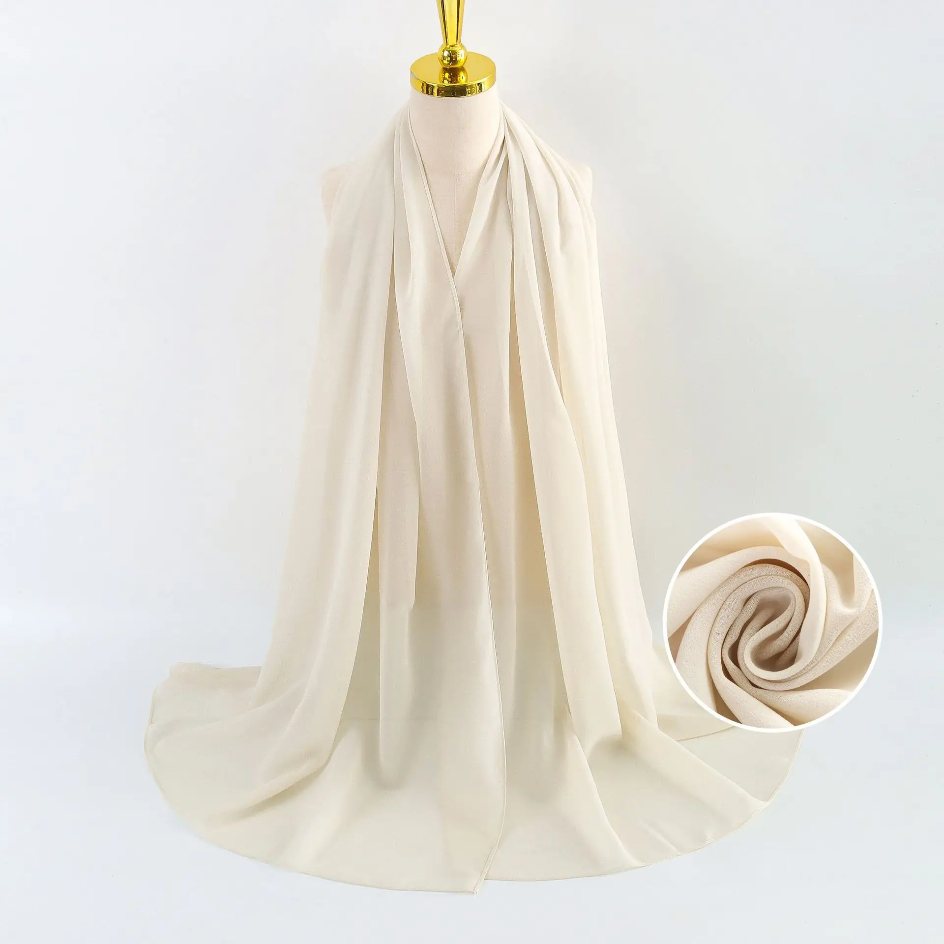Chiffon Hijab 180*70 Beading  Box Kleid Long Hoofddoek Beads Wedding Magnet Crepe Inner Pins Magnetic Scarf Women Muslim