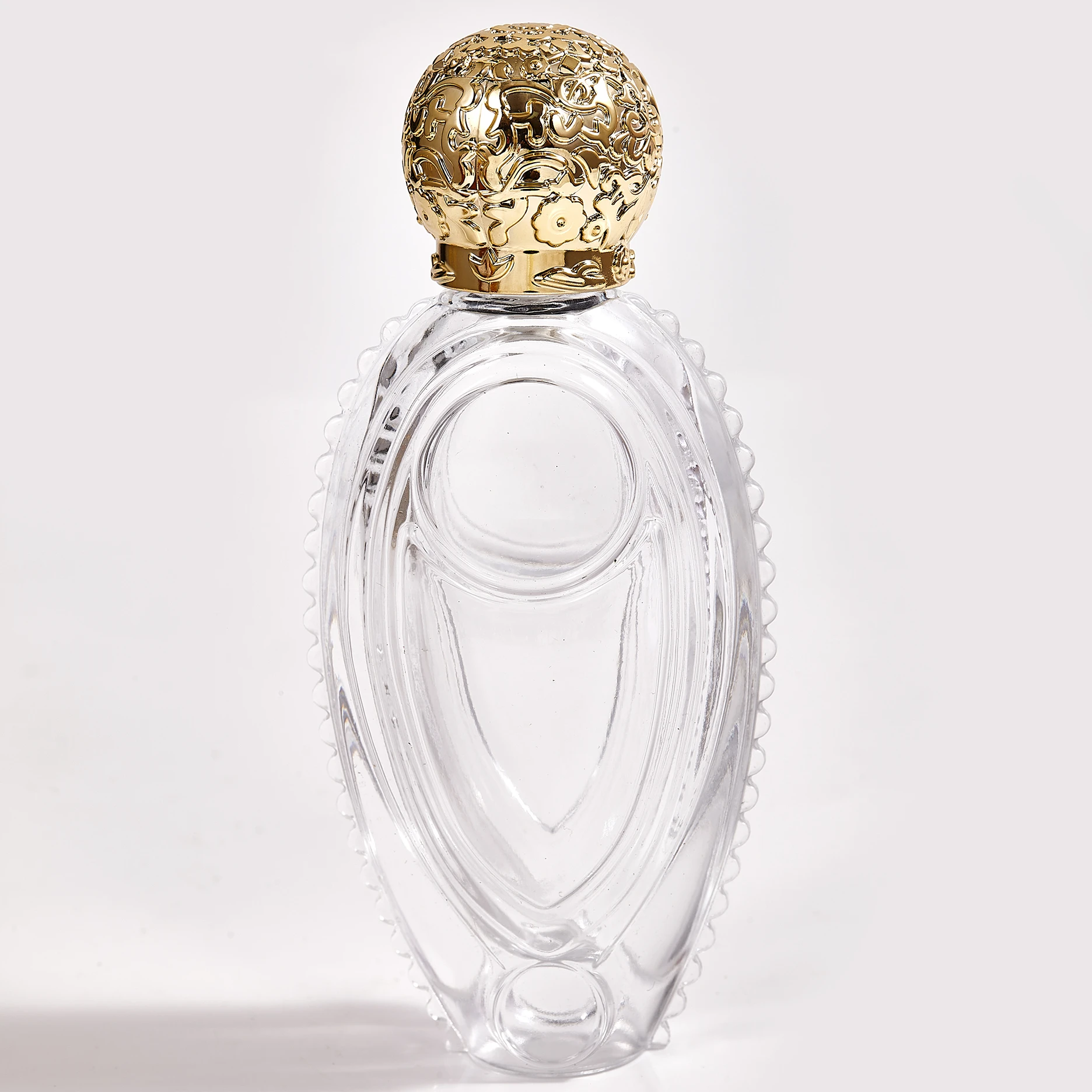 55ml Oval Glass Perfume Bottle With ABS Round Lid in Stock