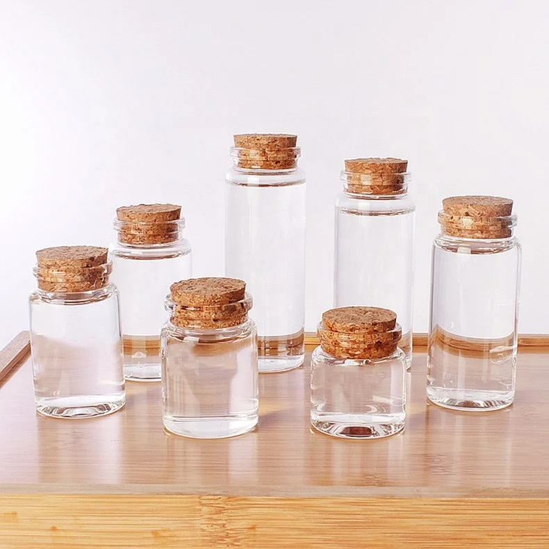 Fancy Food Grade Glass Honey Jar Food Storage Tank Round Wishing Bottles With Wood Cork Lid