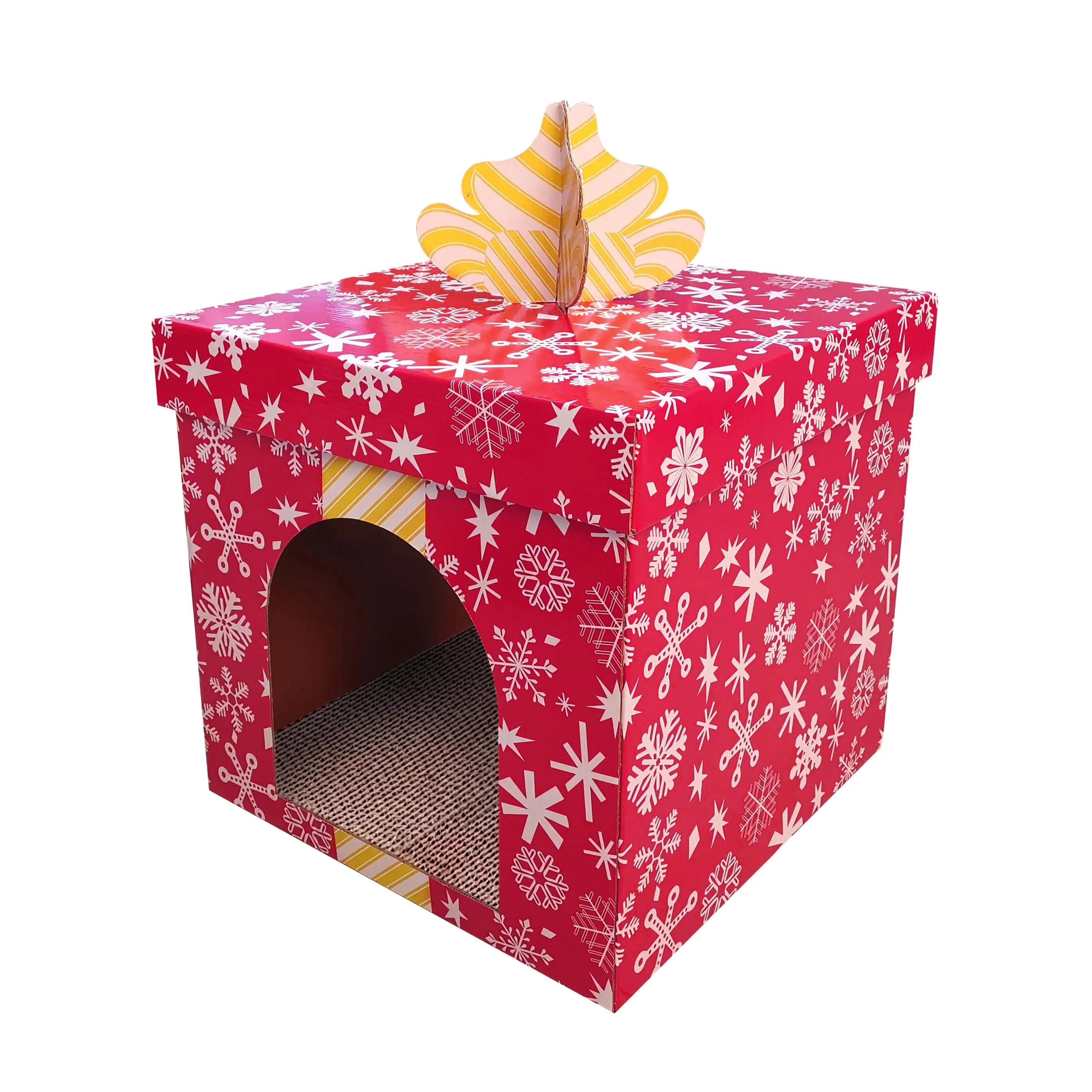 Competitive Price Cat Gift Box Christmas Houses Cat Scratinging Cardboard House