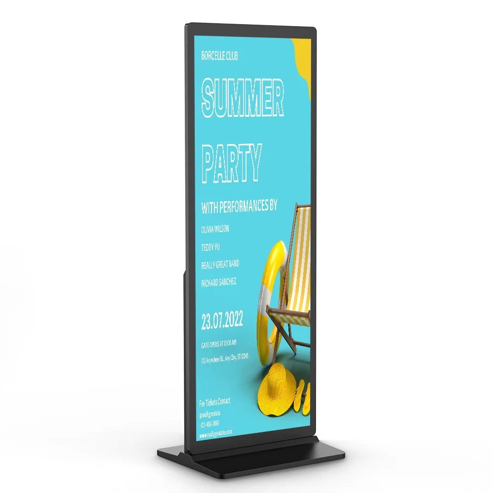 Floor Standing Display 75inch Lcd Advertising Totem CMS Software Kiosk Touch Screen Digital Signage Internet Advertising