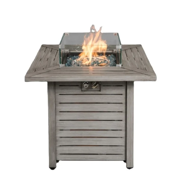 32 inch Square Wood 40000 BTU Propane stove outdoor Patio Gas Fire Pit table smokeless outdoor furniture set ethanol fireplace