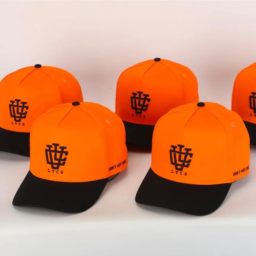 High Quality Men 3D Embroidered Baseball Hats For Adult Custom Dark Green Cotton Embroidered Mid Crown Two Tone 5 Panel Baseball