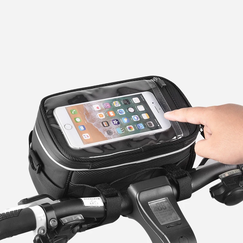 Bike Accessories Bike Phone Holder Bicycle Basket Front Storage Tote Front Tube Bag Pannier Bag Shoulder Messenger