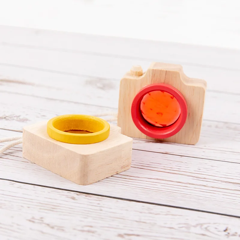 Children Wooden Toys Education Baby Kids Montessori Learning Classic Cartoon Camera Kaleidoscope Magic visual Toy