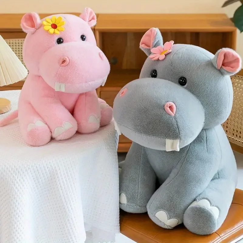 Unisex Custom Baby Farting Grey Stuffed Soft Rhino Hippo Plush Toy Cotton Keychain Bear Teddy Bear Gift Low MOQ