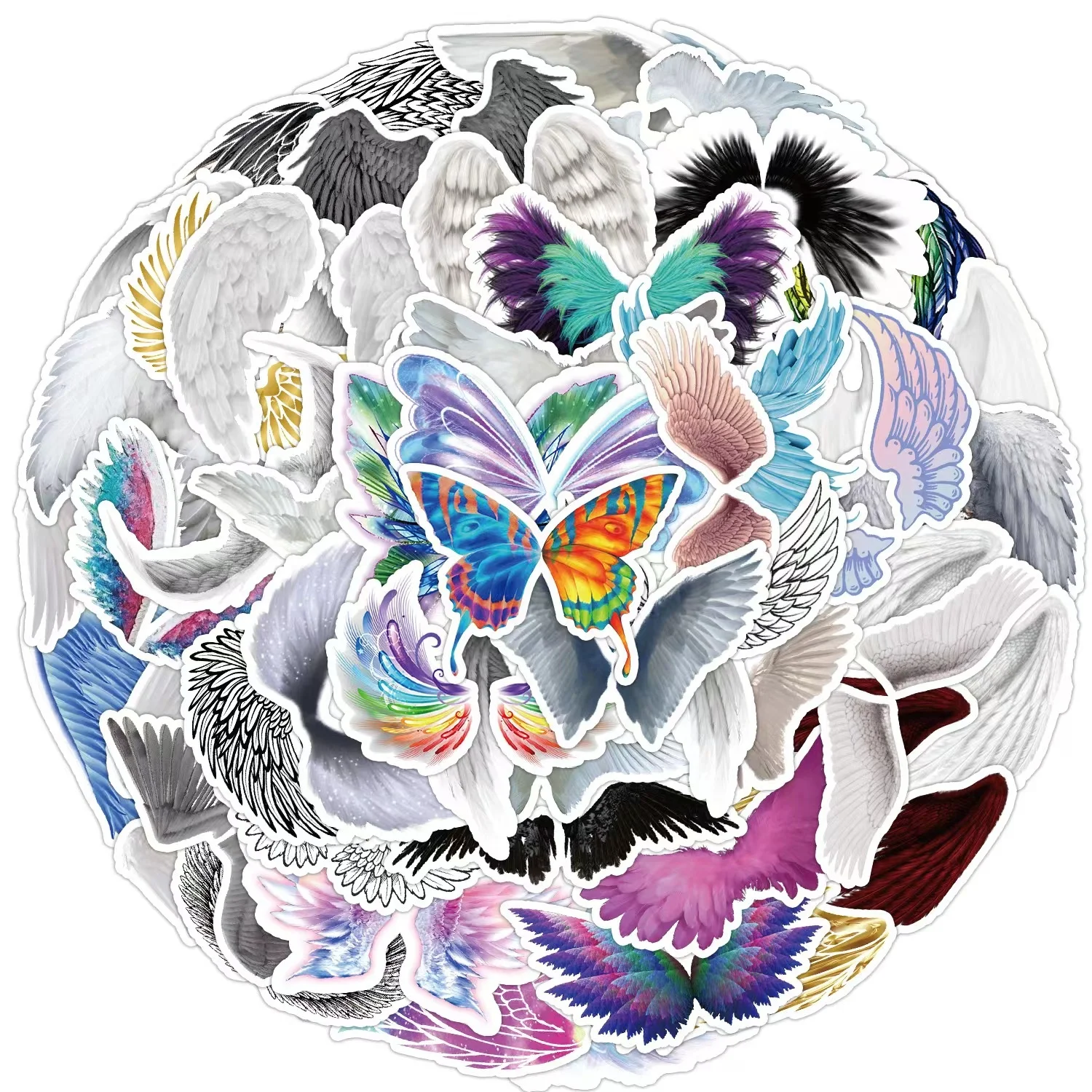 50pcs Angel Wings waterproof PVC graffiti sticker packs for kids laptop skateboard luggage notebook cup bottle decoration
