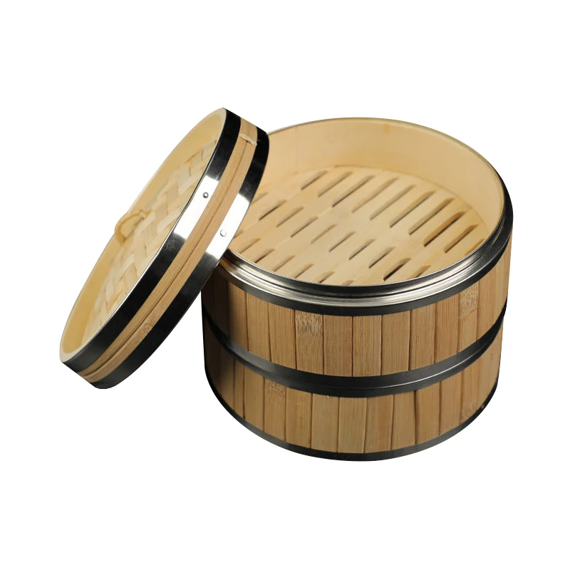 Bamboo Steamer Handmade Steam Basket Traditional Cooking for Dumplings Vegetables 10 Inch High Quality