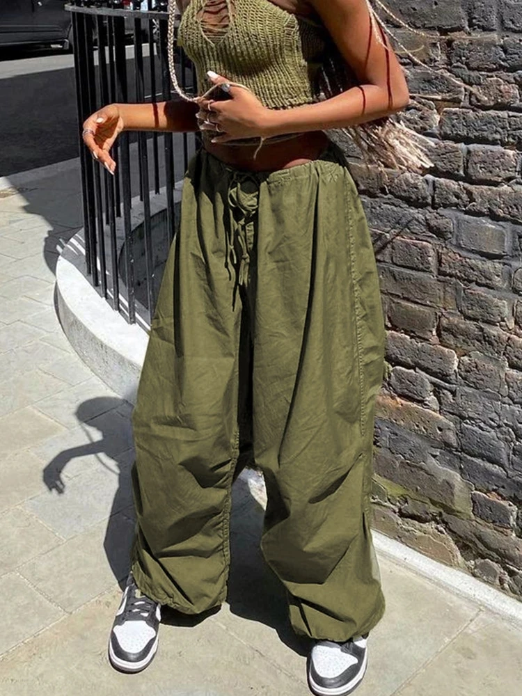 XINBO Summer Fashion Sweatpants Low Rise Casual Capris Stacked Joggers White Trousers Cargo Baggy Pants For Women 2022