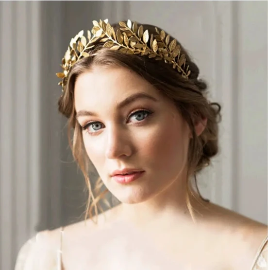 Hot Sale Wedding Supplies Goddess Headband Gold Leaf Branch Hair Band Crown Bridal Wedding Headpiece Greek Accessories