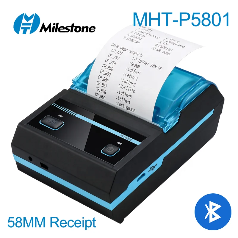 MHT-P5801 New arrival mini 58mm blue tooth handheld thermal receipt printer thermal mini pos receipt printer