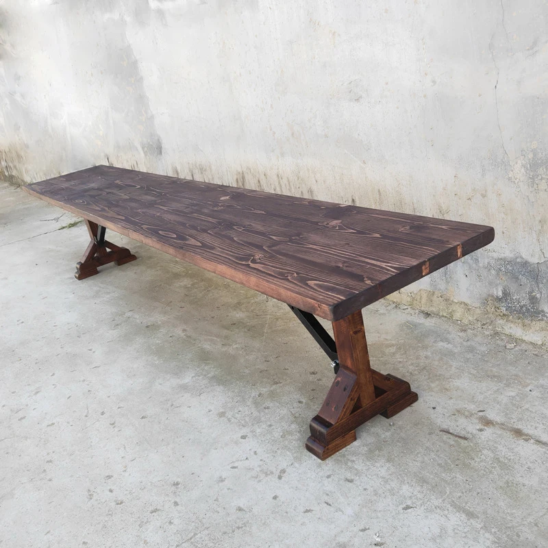 Wholesale white pine solid wood folding bench chair retro portable simple table folding bench