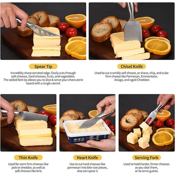 Stainless Steel Blade Cheese Knives Set Kitchen Gadgets Slicer Accessories for Valentines Day Gifts for Boards Cheese Cutter