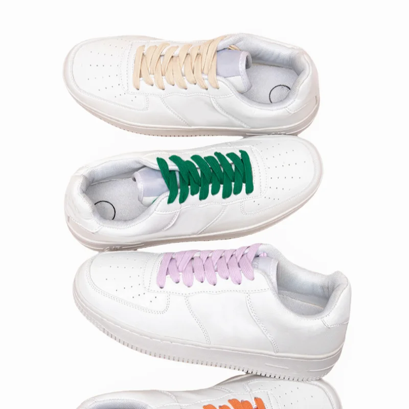 AJ fashion good quality double layers flat shoe lace 1cm wide 0.8-1.6m length wholesale Polyester shoelace