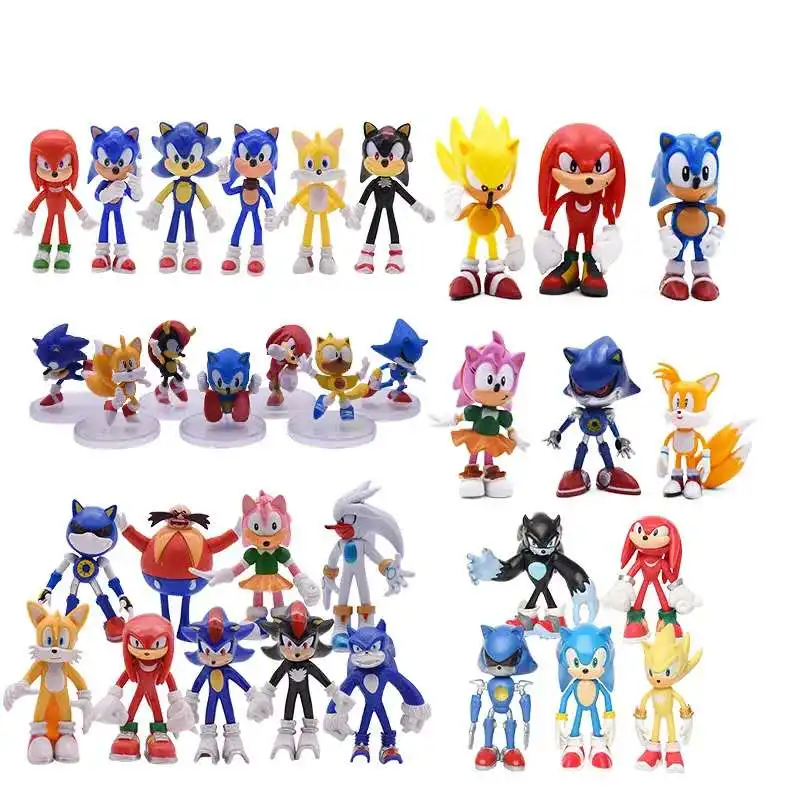 
6Pcs Anime Cartoon Hedgehog Toy Popular Game Action Figure Customer 7Cm Small Sonic Plastic Figurines 