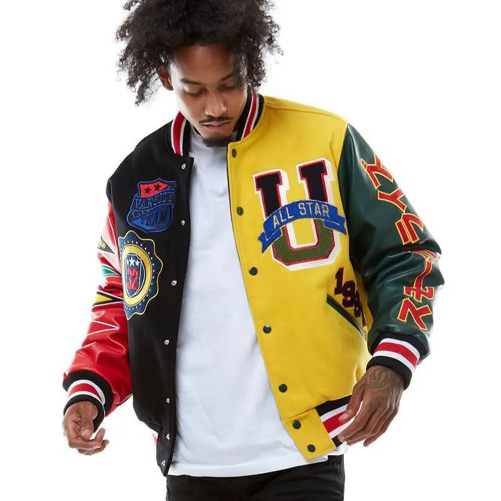 OEM custom winter 100% wool chenille embroidery lettermen vintage varsity jacket for men University Letterman Bomber Jacket