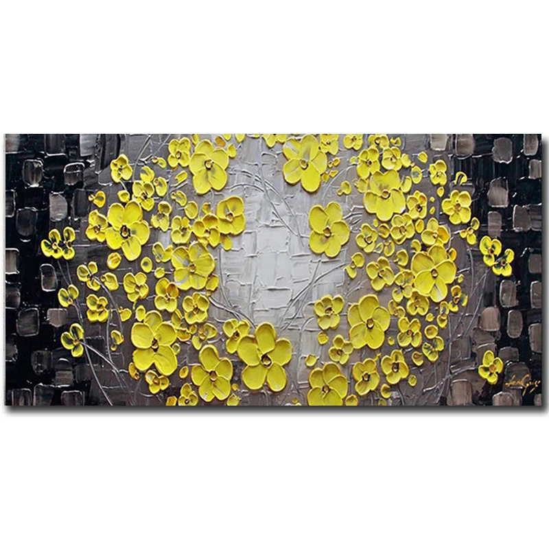 Handmade Modern Paintings Flower Art Picture Abstract For Living Room Wall  Abstract Flower Oil Painting