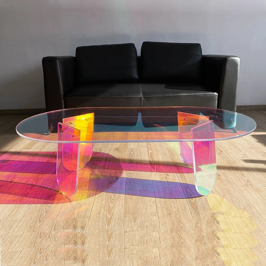 Living Room Sofa Side Table Colorful Acrylic Coffee Table Rainbow Customization High-quality Nordic Modern Luxury Minimalist