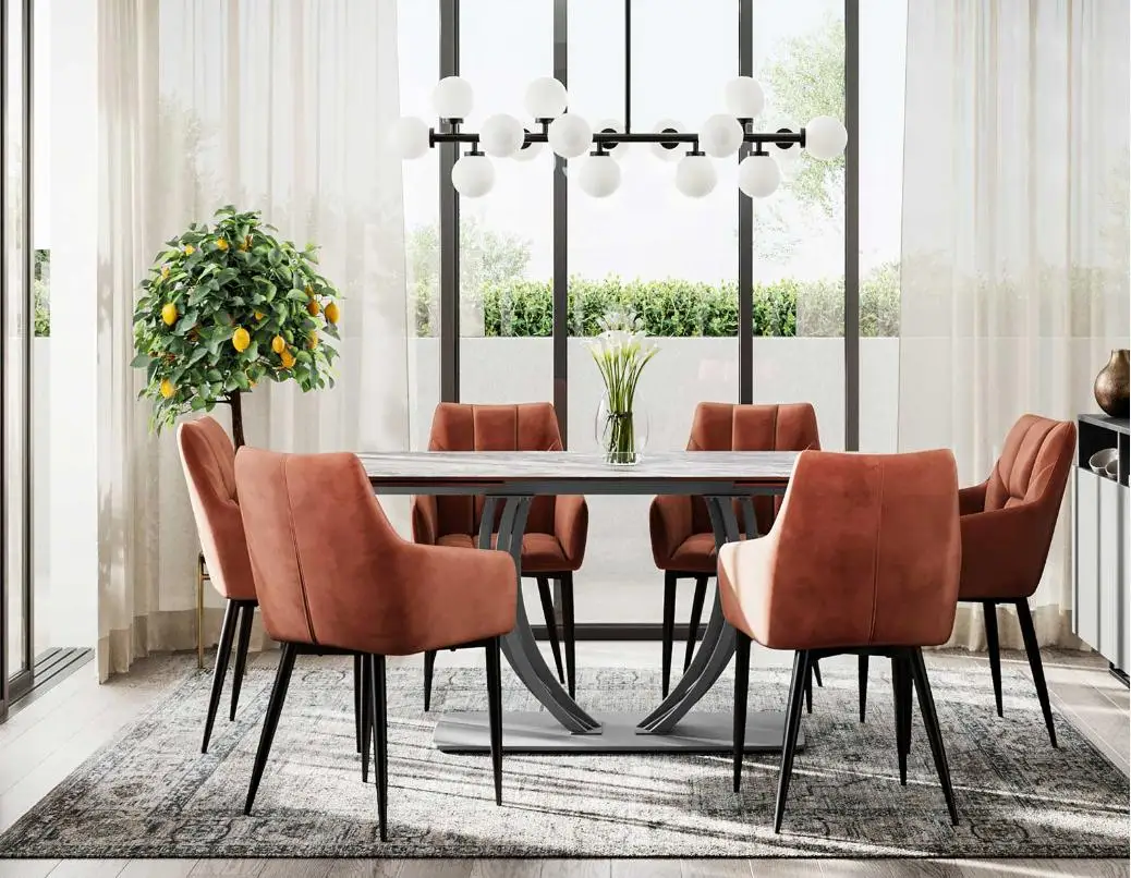 Luxury Nordic Modern Design Square Rectangle Dining Table Sets Dining Room Sets Furniture marble table