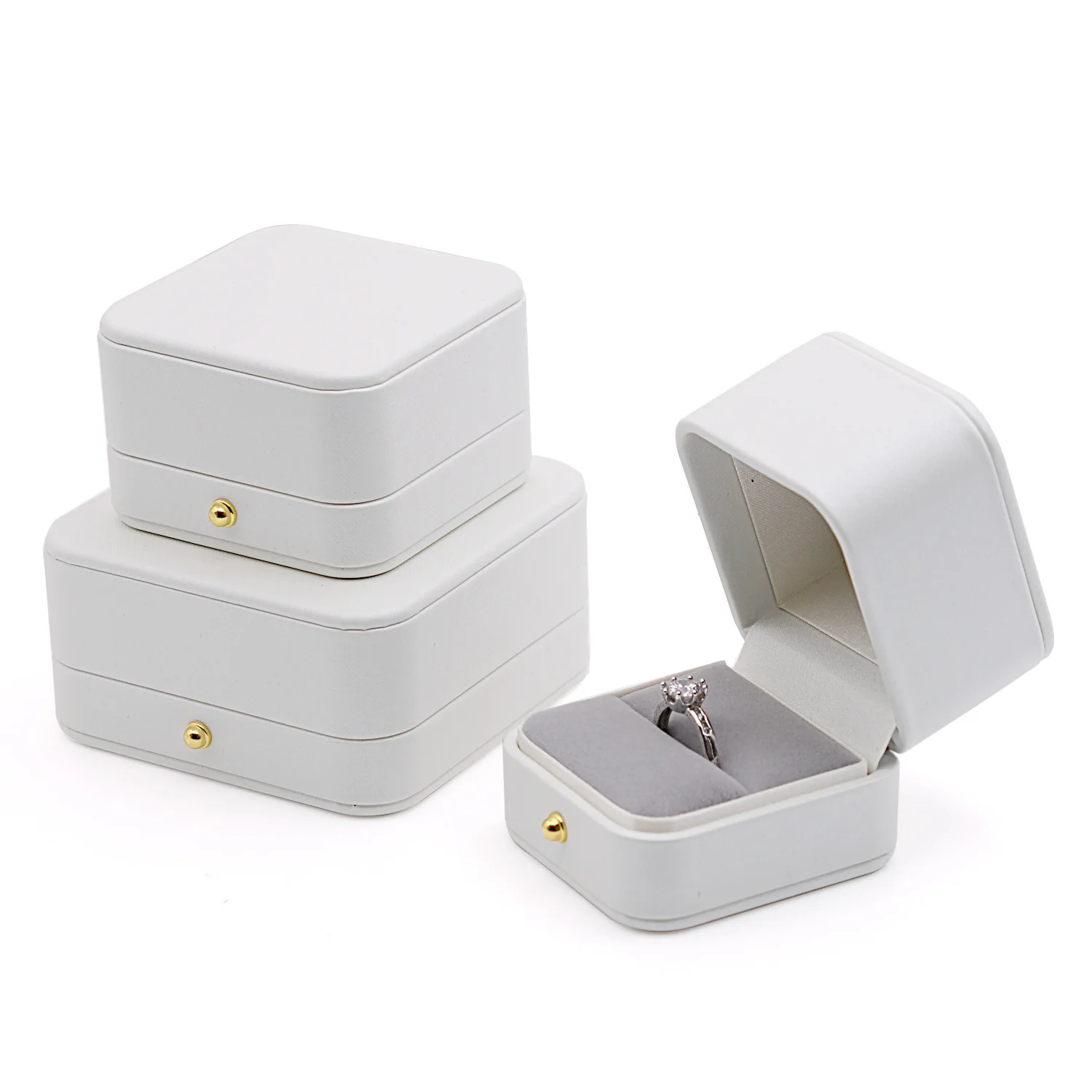 GR Wholesale Custom Logo PU Leather Hand Made Earring Bracelet Necklace Ring White Jewelry Packaging Storage Packaging Gift