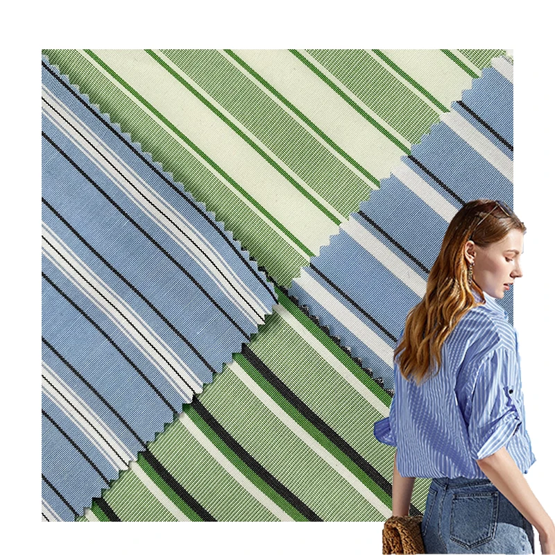Заводская поставка, полосатый 50% полиэстер/хлопок, тканый материал для одежды двора
