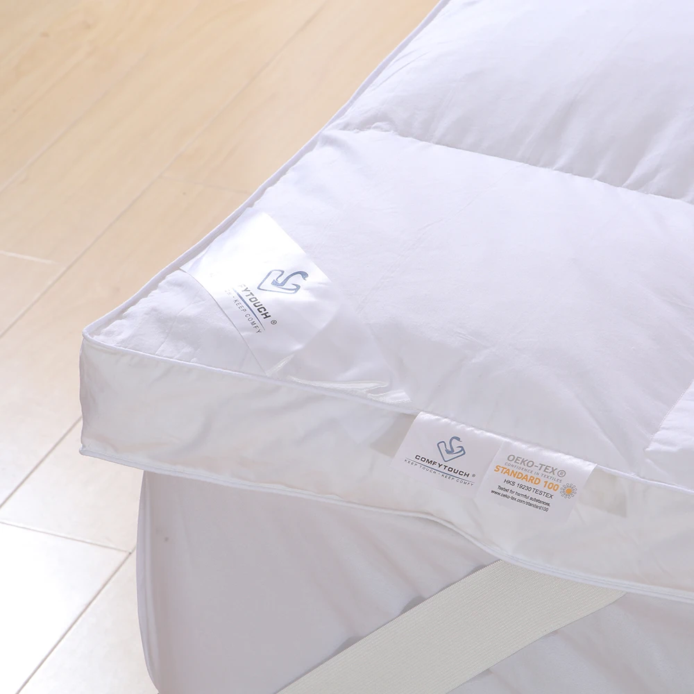 100% cotton fabric cover white duck down feather mattress topper for five star hotels