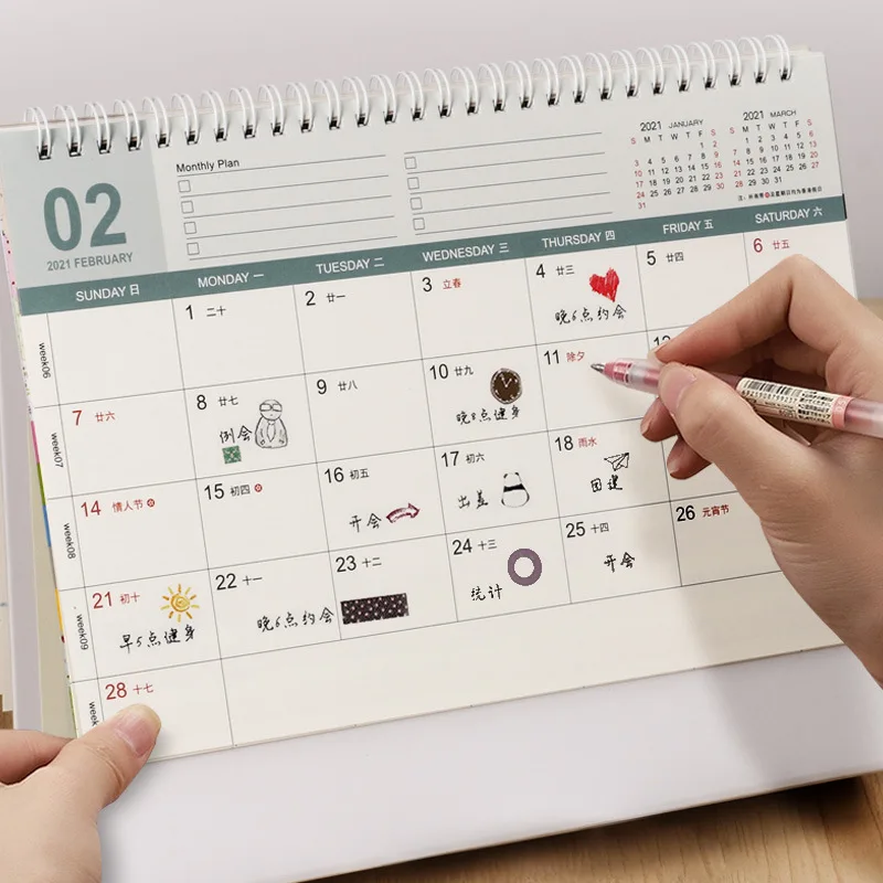 2021 New Arrivals Calendar Chinese design festival family desk calendar stand  customize fridge calendar