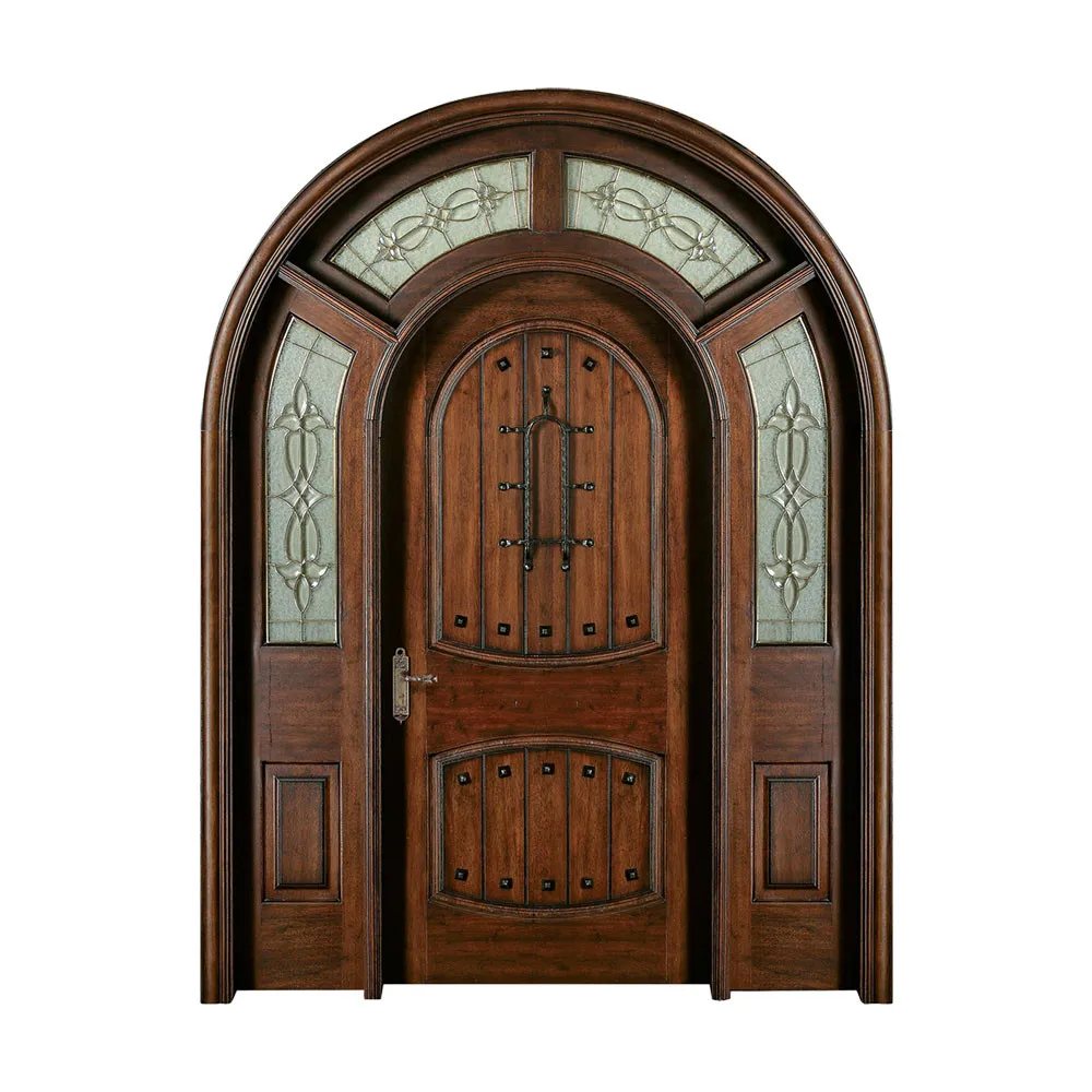 Traditional Indian Kerala arch wrought iron wooden main front door design