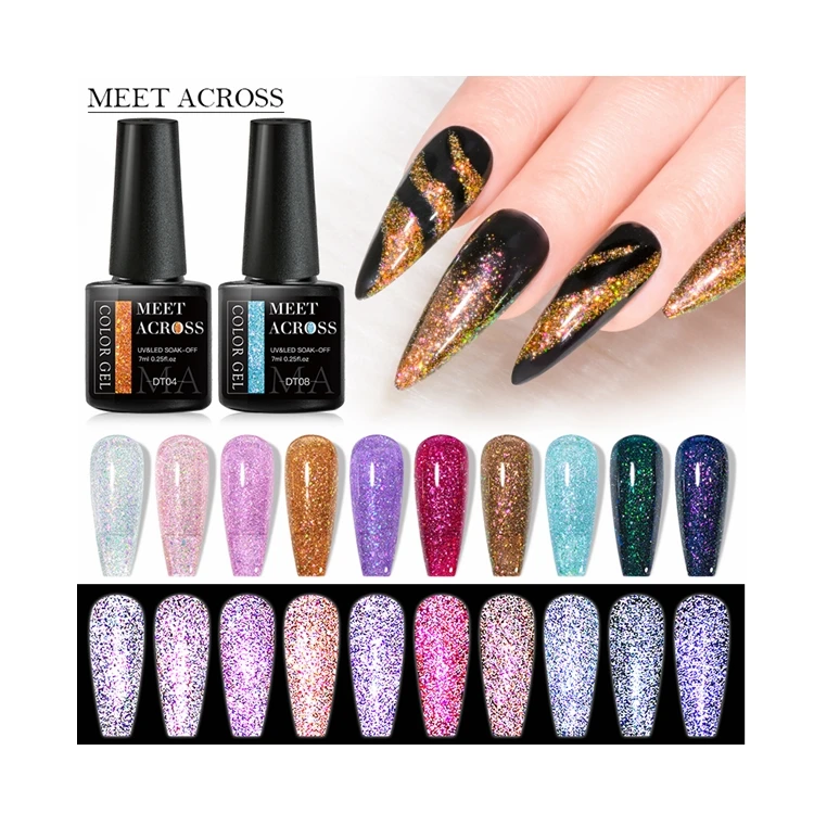 Original Base Reflective Glitter Disco UV Nail Polish Color Your Logo Oem Bottle Private Label Salon Use Diamond Sticky Gel