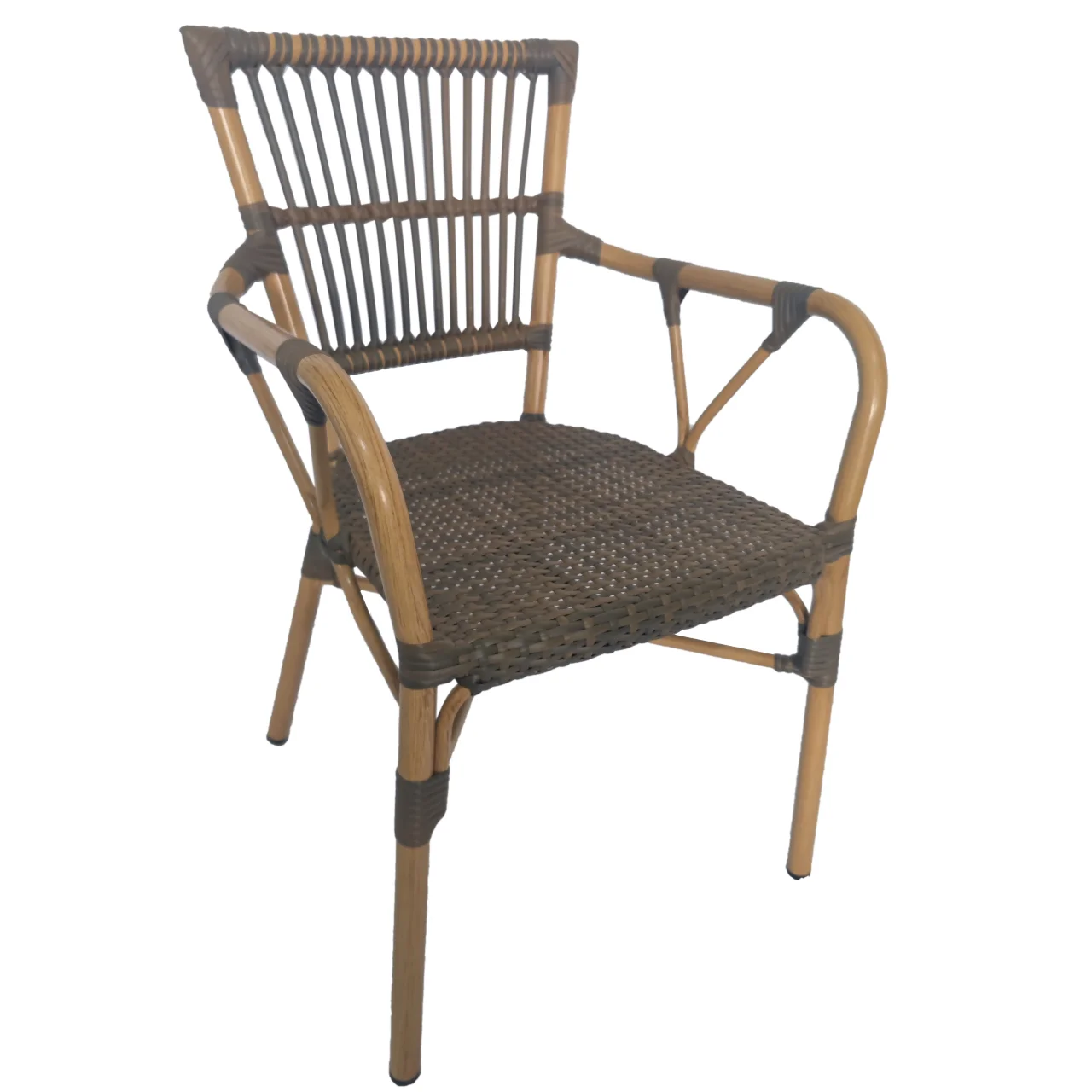 Bistro Chair  French Hand-Woven Wicker Chairs for Outdoor Patio Porch Garden  Bamboo Print  Outdoor armchairs