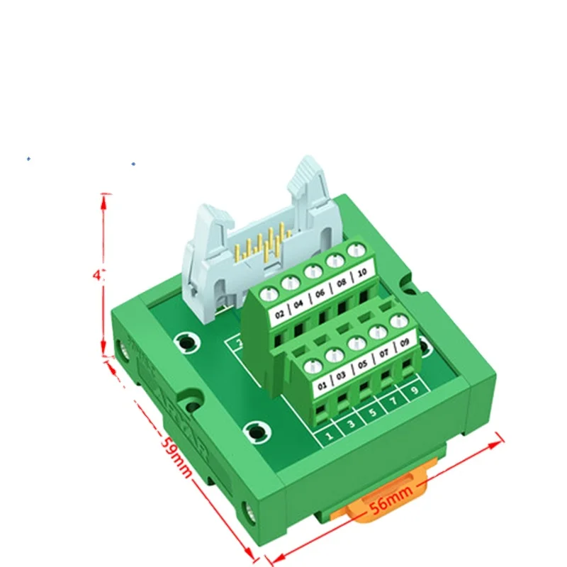 IDC10 Mini male terminal block breakout board IDC10 Mini connector PLC relay adapter DIN Rail Mounting IDC10 Mini Breakout board