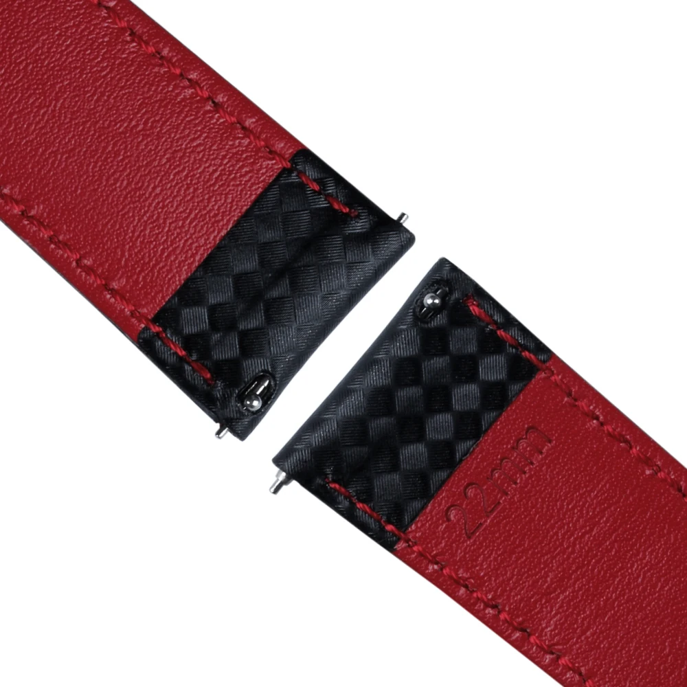 Free Quick Release Top Grain Leather Watch Band Strap carbon fiber leather strap